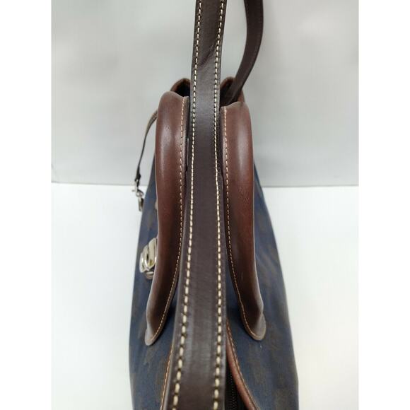 Dooney & Bourke Midnight Blue Canvas Leather Trim Top Handle Satchel Bag - Picture 6 of 12